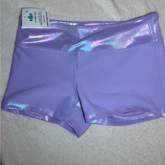 WODBOTTOM Shiny Iridescent Light Purple Shorts - Picture 2 of 7